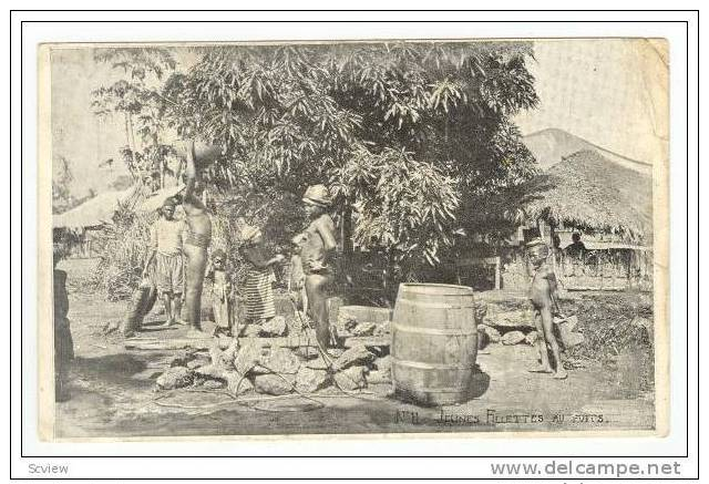 Conakry, Guinea, Pre-1905, Jeunes Fillettes Au Poits - Guinea
