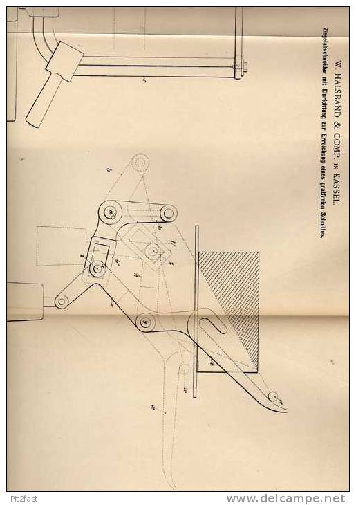 Original Patentschrift - W. Halsband In Kassel, 1896, Ziegelabschneider , Dachdecker , Ziegel !!! - Machines