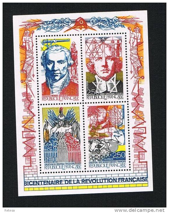 FRANKRIJK 2  BLOKKEN  200 JAAR  FRANSE REVOLUTIE  1990/91 ** - French Revolution