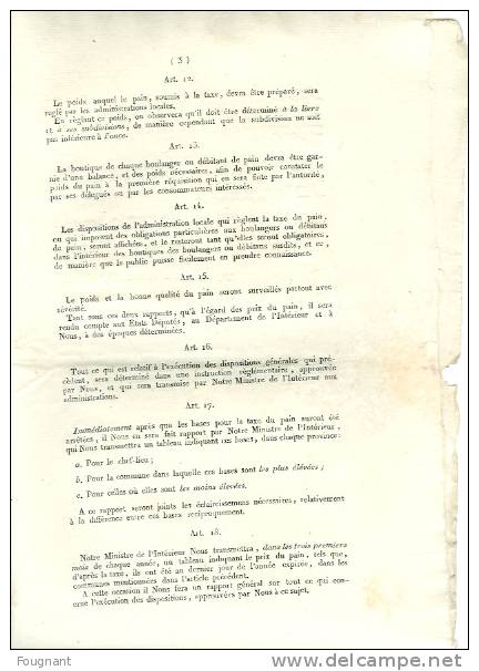 Belgique:Journal Officiel N°5 Du 25/01/1826 Concernant Les Boulangers.6 Pages. - Décrets & Lois