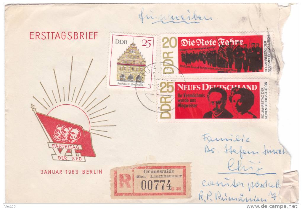 REGISTRED COVER, 1963, BERLIN, SENT TO MAIL, GERMANY - Lettres & Documents