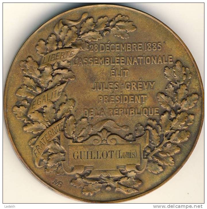 MEDAILLE  BRONZE # ELECTION DU PRESIDENT DE LA  REPUBLIQUE JULES GREVY # 1885 # GRAVEUR: M.BOURGEOIS - Professionals/Firms