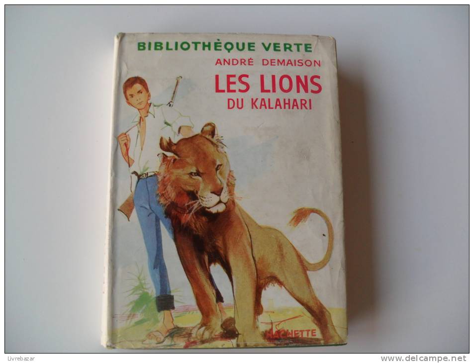 Ancien Et Rare LES LIONS DU KALAHARI André Demaison Jacquette Papier HACHETTE Illustrations Paul DURAND - Bibliotheque Verte