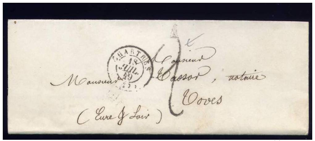 Chartres à Vôves  1849 LAC  Taxe 2  Tampon   MS21 - 1849-1876: Période Classique