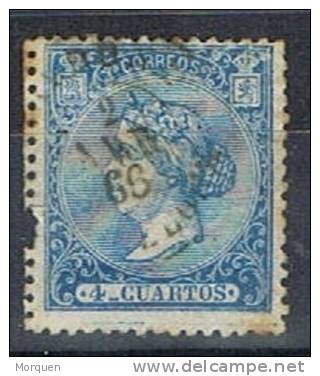 Sellos 4 Cuartos Isabel II 1866, Fechador CARDONA (barcelona),  Num 81 º - Used Stamps