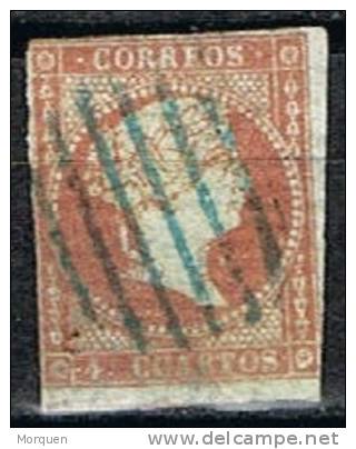 Sello 4 Cuartos Isabel II 1855, Parrila Azul,  Num 40 º - Used Stamps