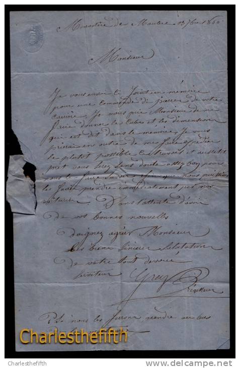 1860 LETTRE TIMBREE DU MONASTERE DE MAUBEC ( MONTELIMART ) RAPPEL COMMANDE DE PIERRES AU CARRIERES DE Ste JUSTE !! - Documents Historiques