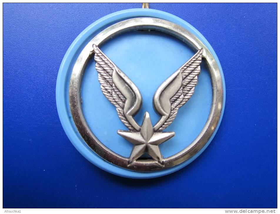 Militaria:insigne Militaire De L´armée Française (pr Béret Au Calot )support Plastique Bleu Ailes étoile Aspect Argenté - Armée De L'air