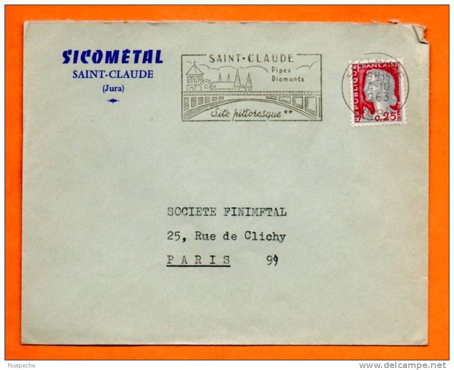 FLAMME  SAINT CLAUDE       PIPES DIAMANTS     4 /  10  /1963   Lettre Entière N° A 473 - Mechanical Postmarks (Advertisement)