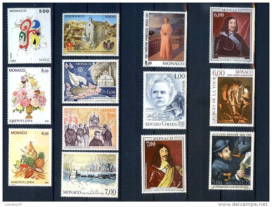 MONACO -DIVERS TABLEAUX .-Qté 13 Différents- Parfaits. 2012-339 - Variétés