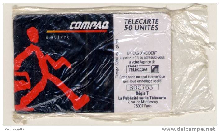 Telecarte Compaq A Suivre - Tirage 5000 Exemplaires - 01/91 - Dans Son Emballage D'origine - Privées