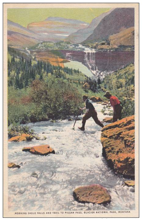 Morning Eagle Falls & Trail To Piegan Pass, Glacier National Park, Montana, 1910-1920s - Other & Unclassified