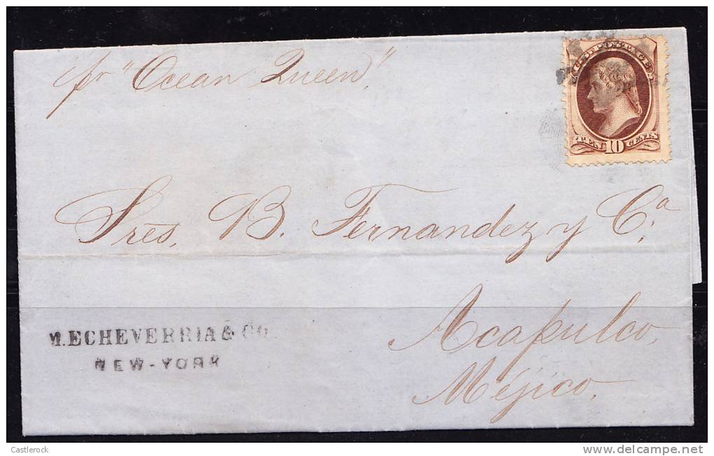 RB)1857 USA,MARITIME MAIL BY “OCEAN QUEEN”, TO ACAPULCO. - Briefe U. Dokumente