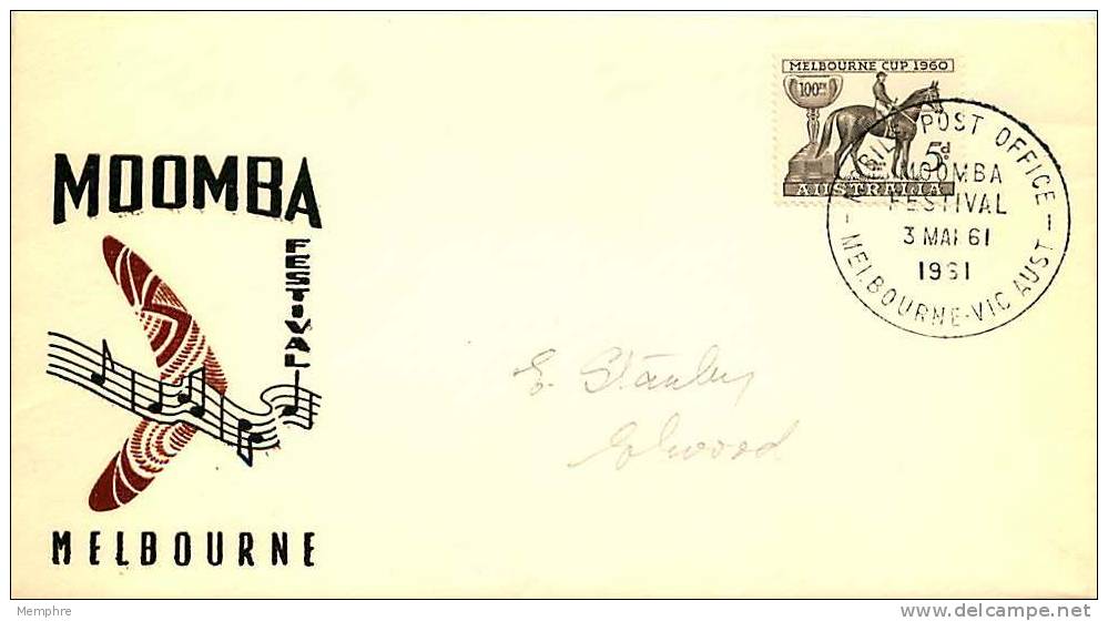 1961  Moomba Festival Souvenir Cover.  Special Cancellation &laquo;Mobile Post Office  - Moomba Festival &raquo; - Lettres & Documents