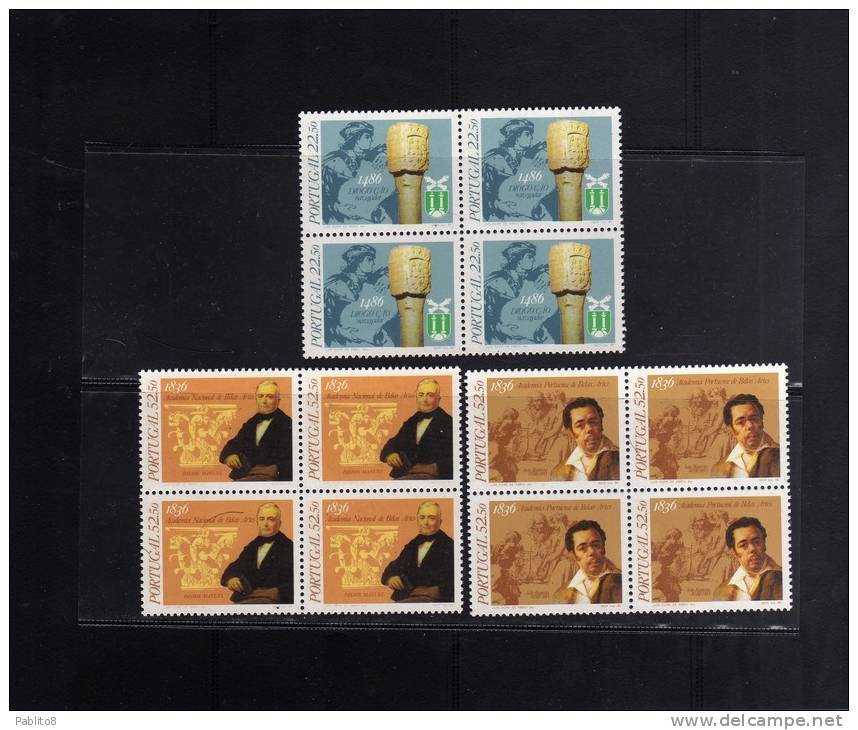 PORTOGALLO - PORTUGAL 1986 ACCADEMIA - ACADEMY - ACADEMIA MNH QUARTINA - Nuevos