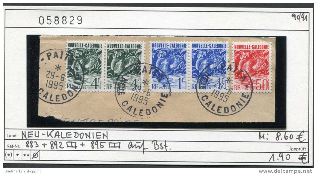 Neukaledonien 1990- Nouvelle-Calédonie - Michel 883 + 892 Im Paar + 895 Im Paar Auf Briefstück - Oo Oblit. Used Gebruikt - Used Stamps