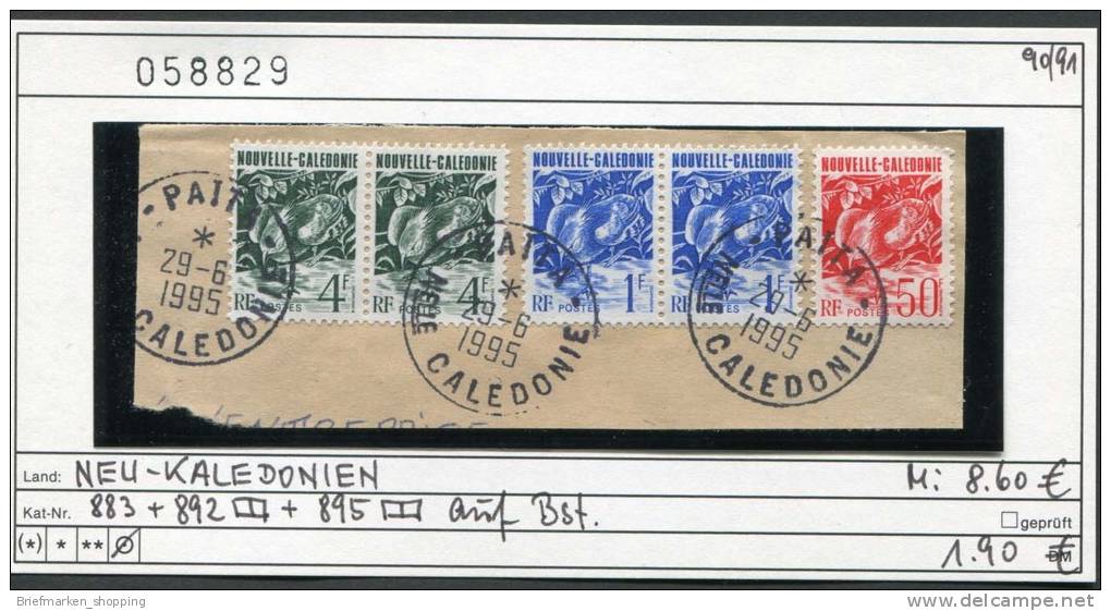 Neukaledonien 1990- Nouvelle-Calédonie - Michel 883 + 892 Im Paar + 895 Im Paar Auf Briefstück - Oo Oblit. Used Gebruikt - Usados