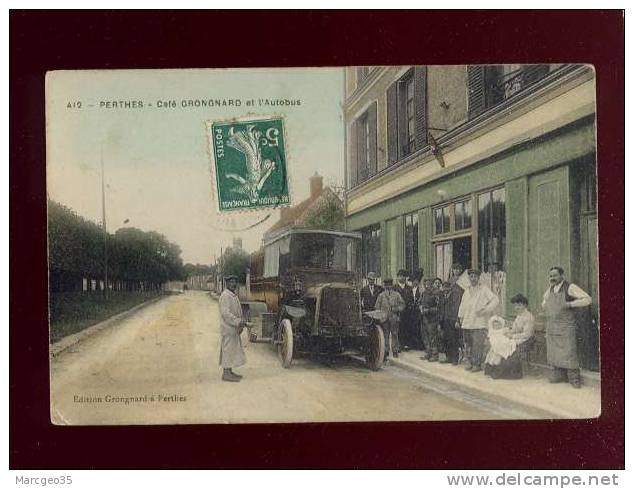 Perthes Céfé Grongnard & L'autobus édit.grongnard Couleur , Animée Tabac , Automobile - Perthes