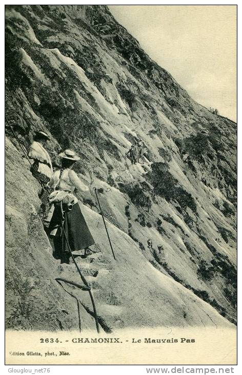 CHAMONIX...LE MAUVAIS PAS.....CPA ANIMEE - Escalada