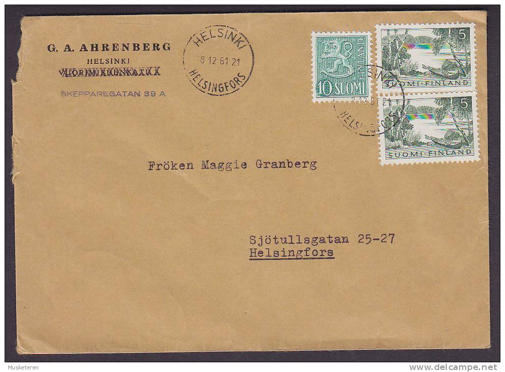 Finland G. A. AHRENSBERG, HELSINKI (Helsingfors) 1961 Cover To Locally Sent - Lettres & Documents