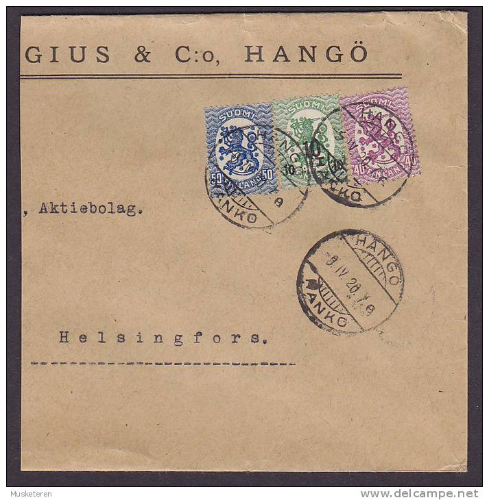 Finland  ....GIUS & Co. HANGÖ (Hanko) 1920 Cover Piece To HELSINGFORS W. FINSTA MÄSSAN 1920 Vignette Label (2 Scans) - Lettres & Documents