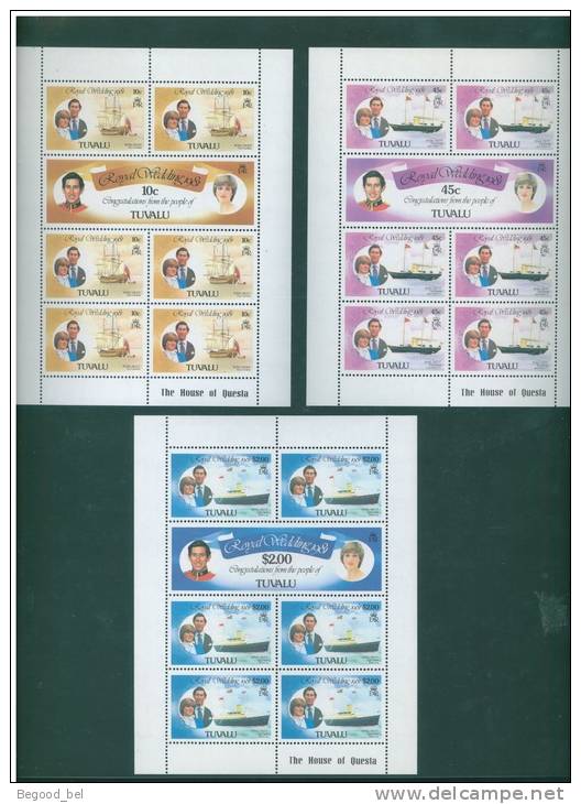 TUVALU - MNH/*** LUXE NEUF - 1981 - WEDDING CHARLES DIANA ROYAL YACHTS SHEET - SG 168-173 Mi 145-150 Yv 155-160 Lot 5911 - Tuvalu (fr. Elliceinseln)