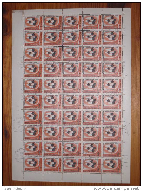 CSSR Ceskoslovensko Sheet Bogen Chemie Moleküle  Gest. Used 1 K Stempel 23.8.1965 Praha Prag Druckereizeichen - Blocks & Sheetlets