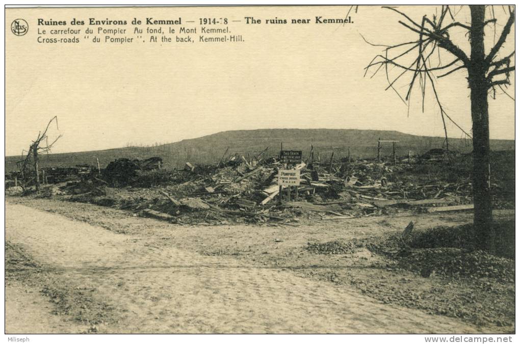 Environs De KEMMEL - Ruines ( De La Guerre ) 1914 - 1918 - Le Carrefour Du Pompier , Au Fond , Le Mont Kemmel    (2265) - Ingelmunster