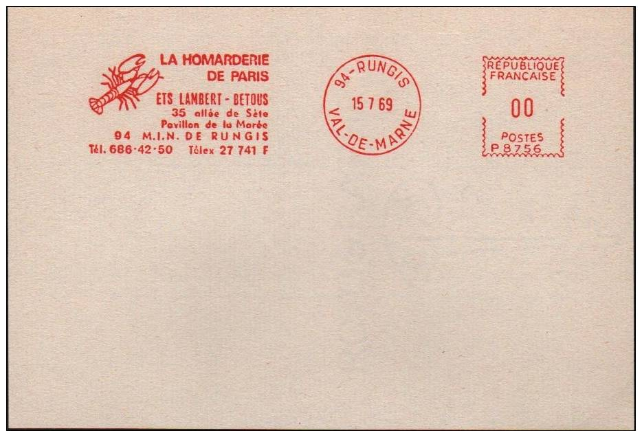 FRANCE - LA HOMARDERIE DE PARIS 94-RUNGIS 1969 - EMA (Empreintes Machines à Affranchir)