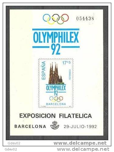 ESPO26-L1930TBH. España.Spain.Espagne.PRUE BA OFICIAL 26.OLIMPHILEX 92. (Ed PO 26) LUJO - Blocks & Sheetlets & Panes