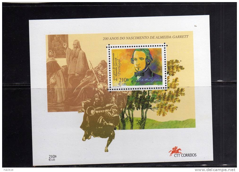 PORTOGALLO - PORTUGAL 1999 - ALMEIDA GARRET FOGLIETTO - SOUVENIR SHEET -  BLOCO MNH - Blocks & Kleinbögen