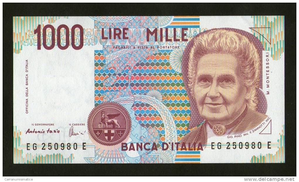 REPUBBLICA ITALIANA - 1000 Lire MONTESSORI - (Firme: Fazio / Amici) - ITALIA - 1000 Liras