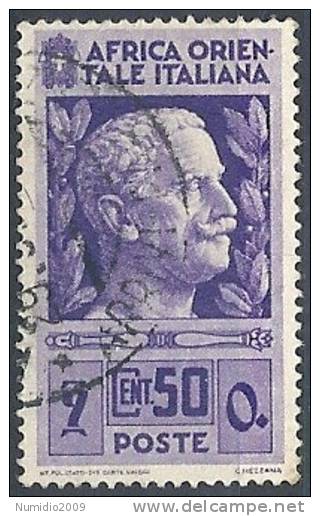 1938 AOI USATO SOGGETTI VARI 50 CENT - RR10116 - Africa Oriental Italiana