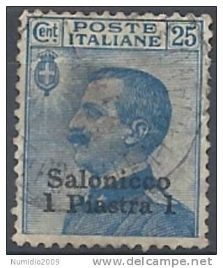 1901-11 SALONICCO USATO EFFIGIE 1 PIASTRA - RR10120 - Bureaux D'Europe & D'Asie