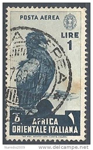 1938 AOI USATO SOGGETTI VARI POSTA AEREA 1 LIRA - RR10122-2 - Italian Eastern Africa