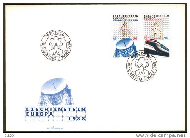 LIECHTENSTEIN 1988 Europa CEPT - Cacheted, Official FDC In Perfect Quality - Brieven En Documenten