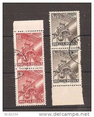 POLAND 1952 CEMENT WORKS SET OF 2 MARGINAL PAIR ERROR COLOUR SHIFTS CTO (ENGRAVED BY SLANIA), USED Industry - Plaatfouten & Curiosa