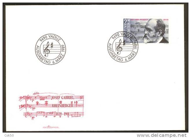 LIECHTENSTEIN 1989 Composer Josef Gabr. Rheinberger - Cacheted, Official FDC In Perfect Quality - Covers & Documents