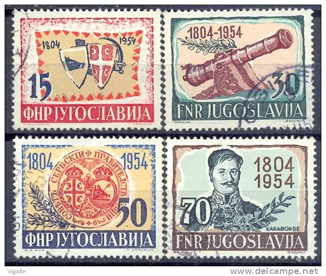 YU 1954-751-4 150 YEARS SERBIEN REVOLUTION, YUGOSLAVIA, 4v, Used - Used Stamps