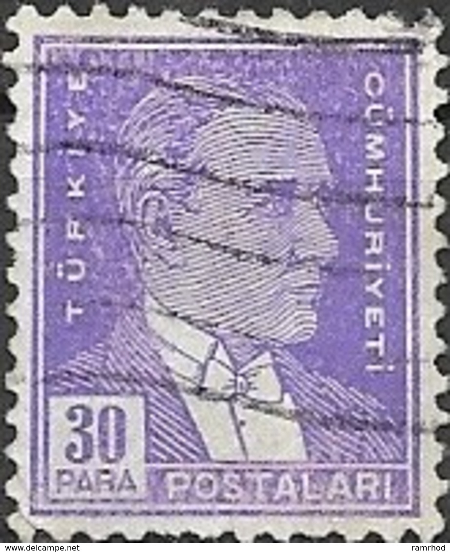 TURKEY 1931 Kemal Ataturk - 30p Purple FU - Used Stamps