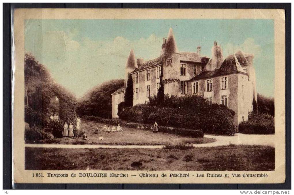 72 - Environs De Bouloire (sarthe) - Chateau De Pescheré - Les Ruines Et Vue D'Ensemble - Colorisée - Bouloire