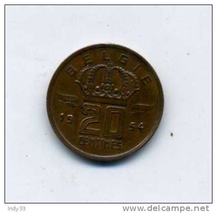 - BELGIQUE . 20 C. 1954 . - 20 Cent