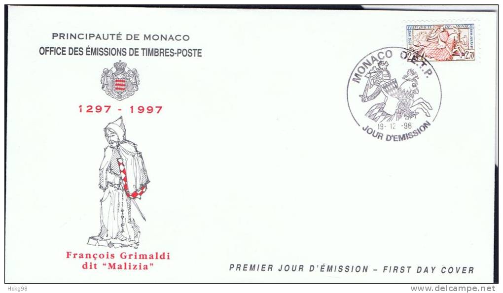 MC+ Monaco 1996 Mi 2335 FDC Grimaldi-Dynastie - Briefe U. Dokumente