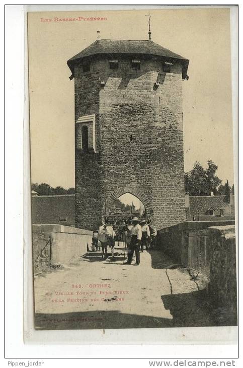 64 ORTEZ * Vieille Tour Du Pont Vieux Et La Fenêtre Des C....  * Belle CPA Animée - - Orthez