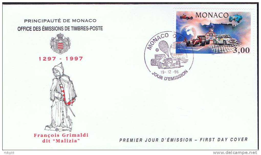 MC+ Monaco 1996 Mi 2336 FDC Automobilsport - Storia Postale