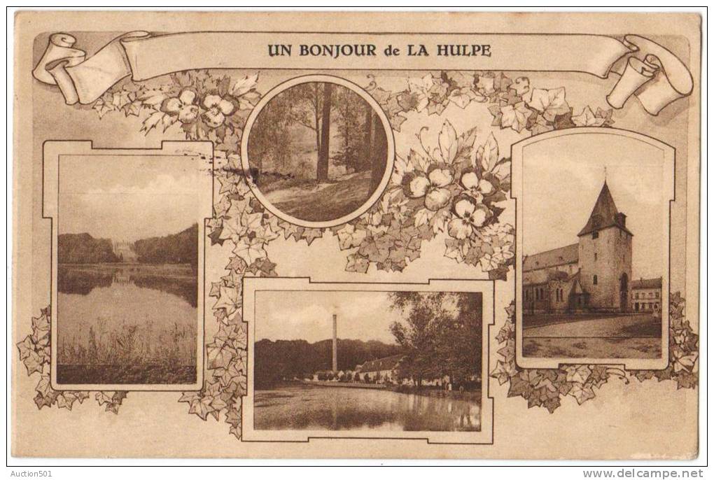 08285g  PAPETERIE - EGLISE - CHATEAU - Bonjour De La Hulpe - 1926 - Carte Mosaïque - La Hulpe