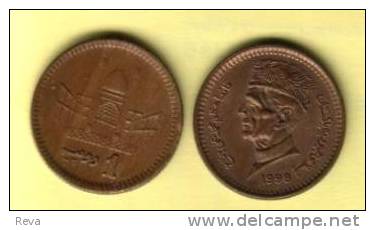 PAKISTAN 1 RUPEE MOSQUE FRONT MAN HEAD BACK 1998 VF KM? READ DESCRIPTION CAREFULLY!!! - Pakistan