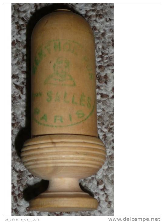 Rare Ancienne Boite étui En Buis Tourné, Menthol Pur SALLES Sallès - Cajas