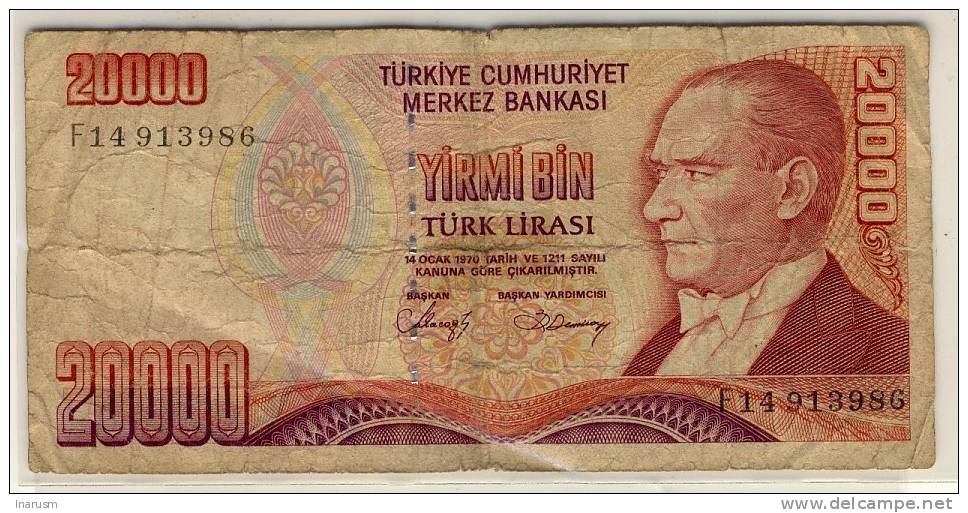 TURQUIE  -  TURKEY  -  20000  Türk Lirasi  -  1970  - - Turquia