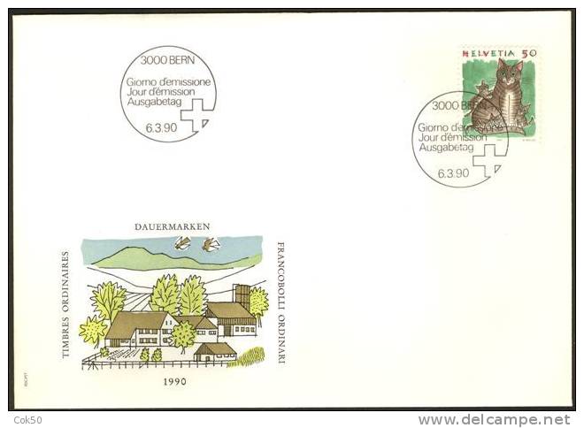 SWITZERLAND 1990 Daily Issue (animal) - Cacheted, Official FDC In Excellent Quality - Briefe U. Dokumente